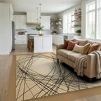 Black Cream Beige Rug - living_room