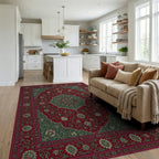 Ornate Medallion Crimson Floral Rug - living_room