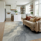 White Gray Silver Rug - living_room