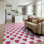 White Pink Minimalist Rug - living_room