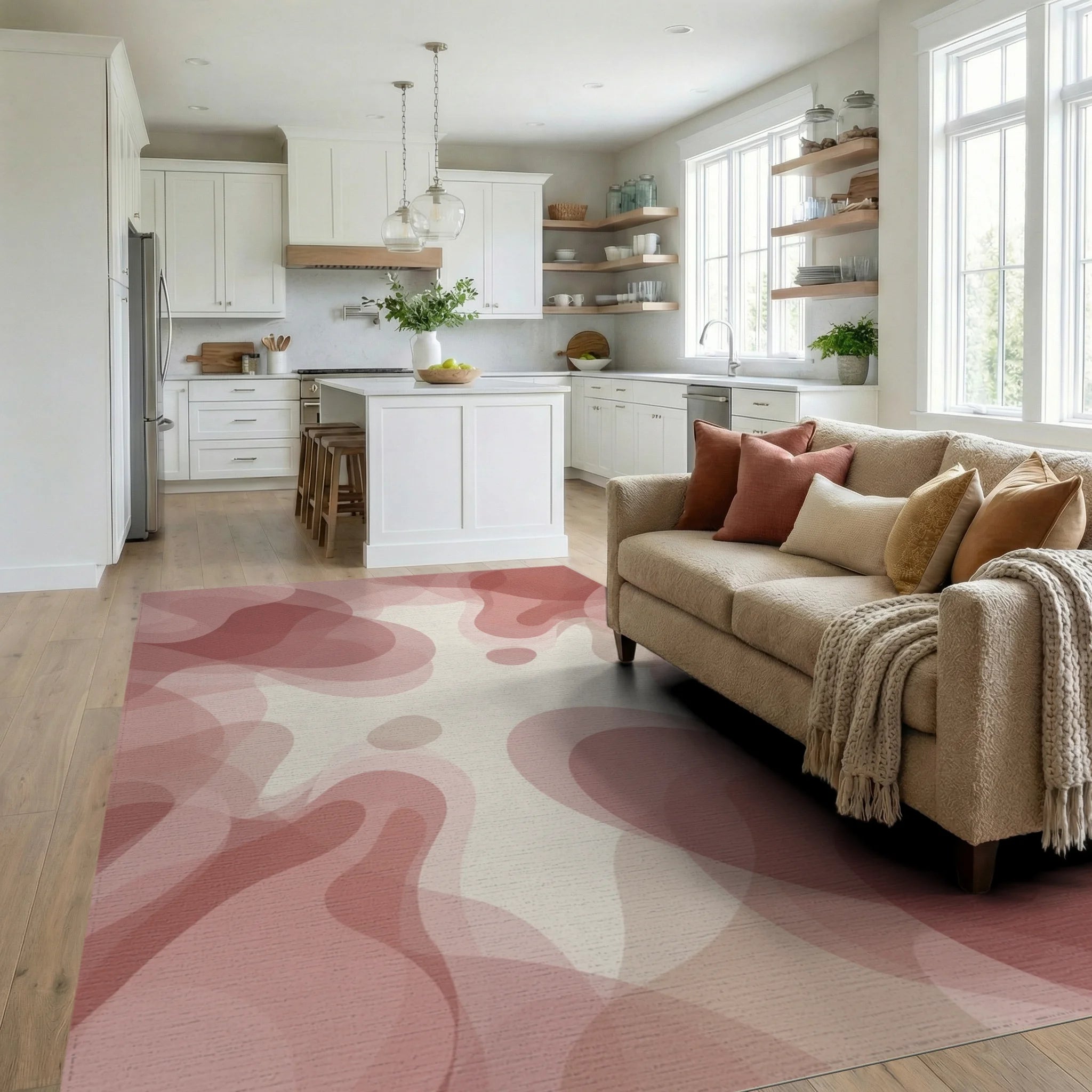 Blush Organic Layered Minimalist Rug - living_room