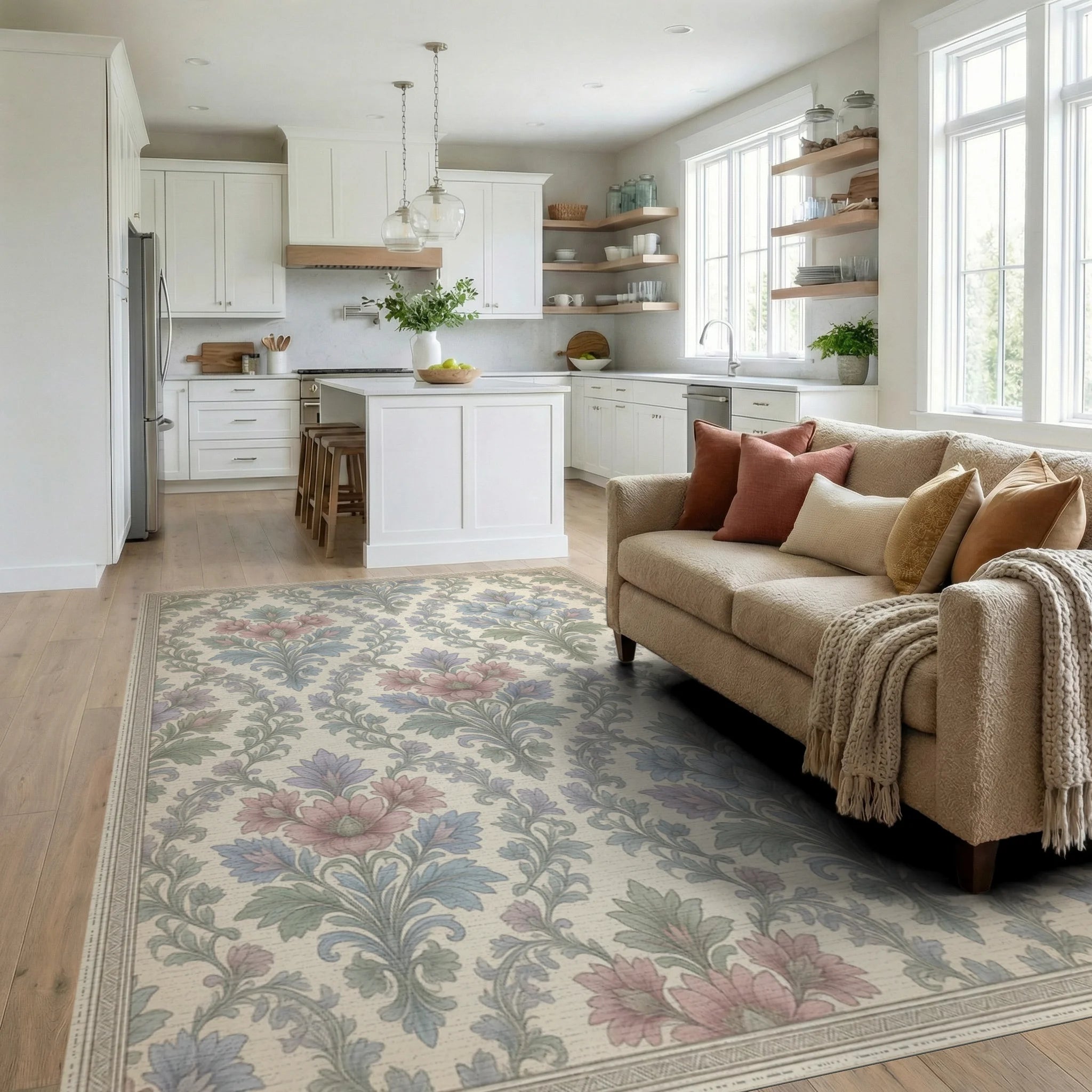 Vintage Green Sky Rug - living_room