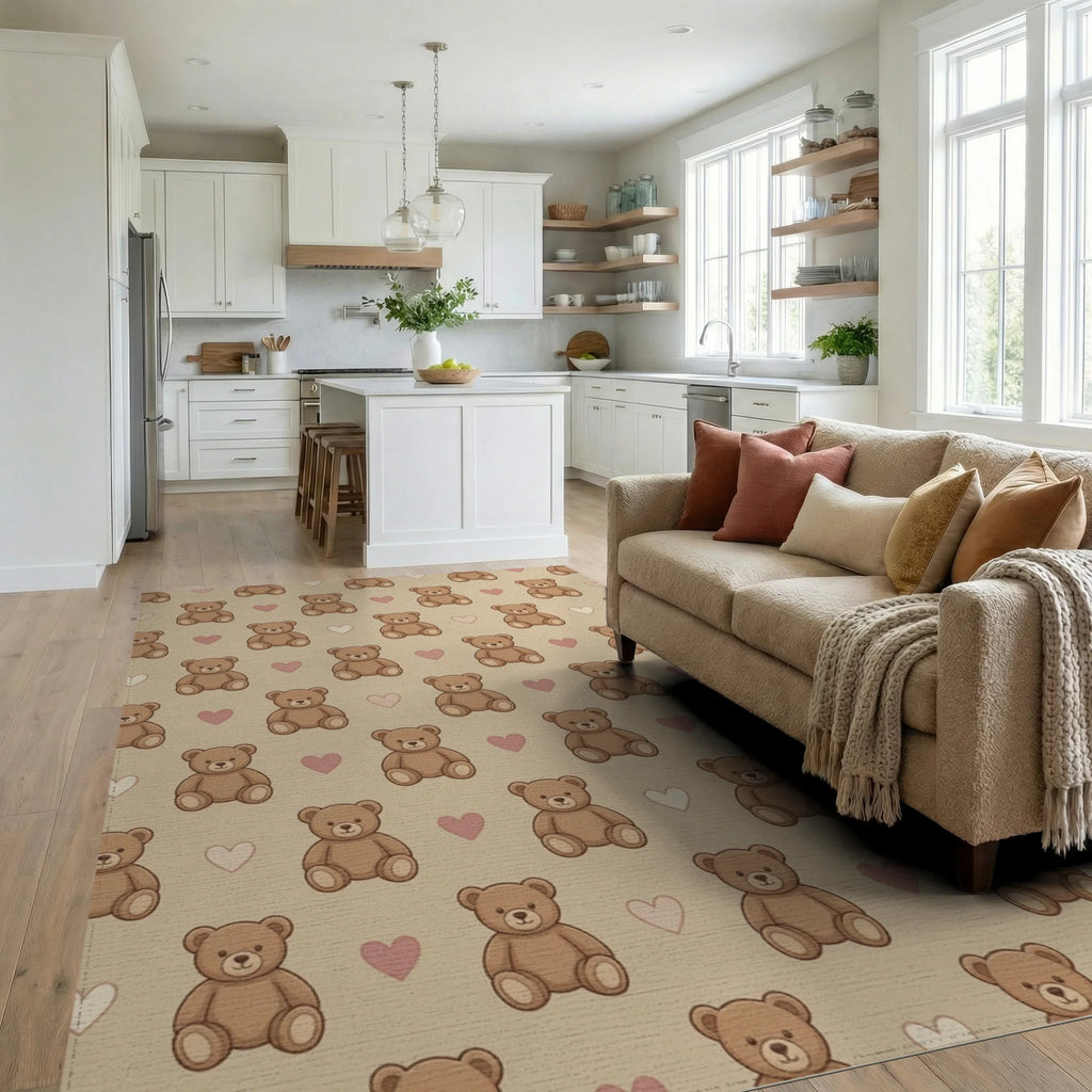 Brown Cream Beige Rug - living_room