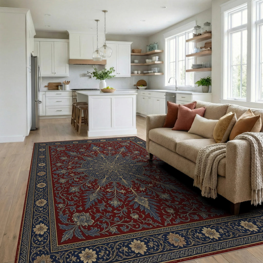 Red Indigo Gold Rug - living_room