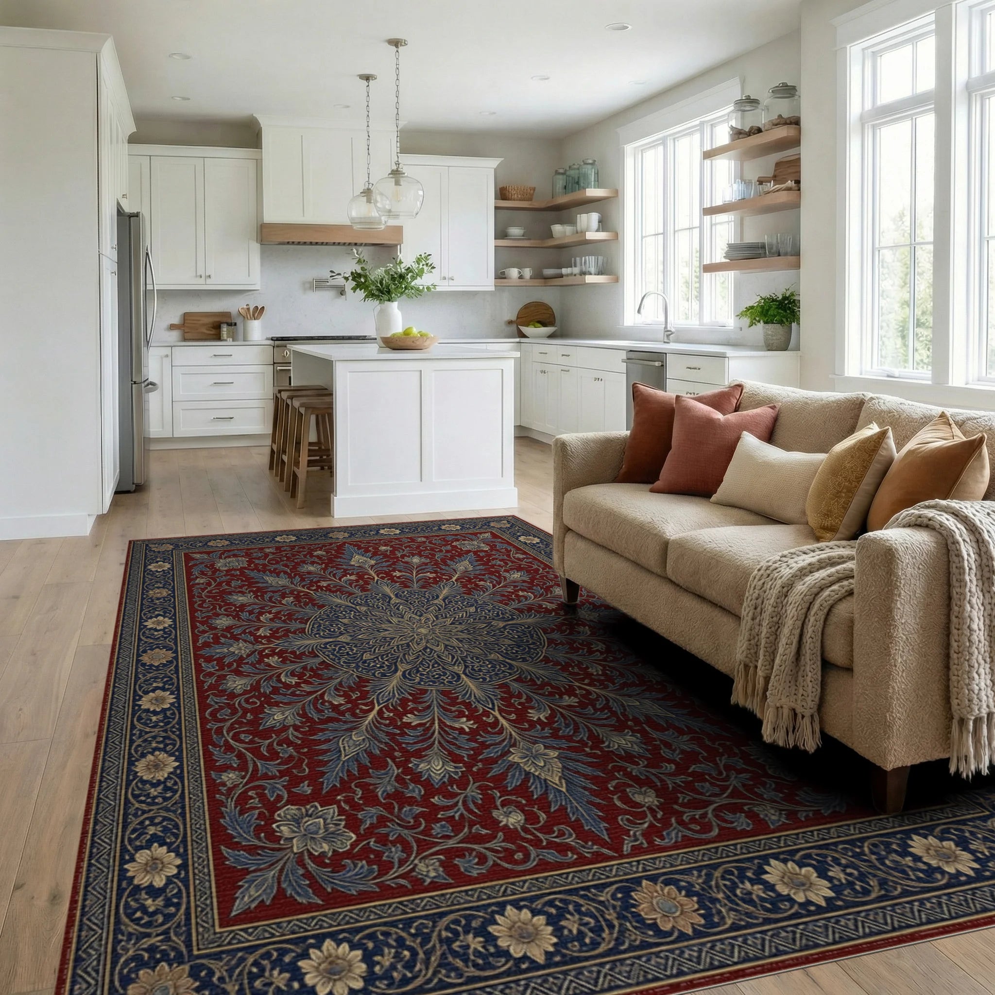 Red Indigo Gold Rug - living_room