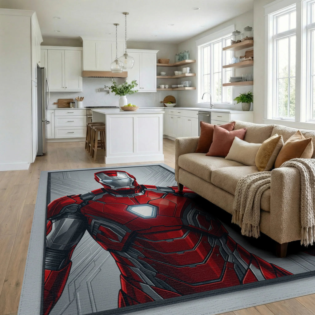 Geometric Crimson Abstract Hero Rug - living_room