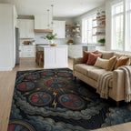 Crimson Medallion Sunburst Graphic Rug - living_room