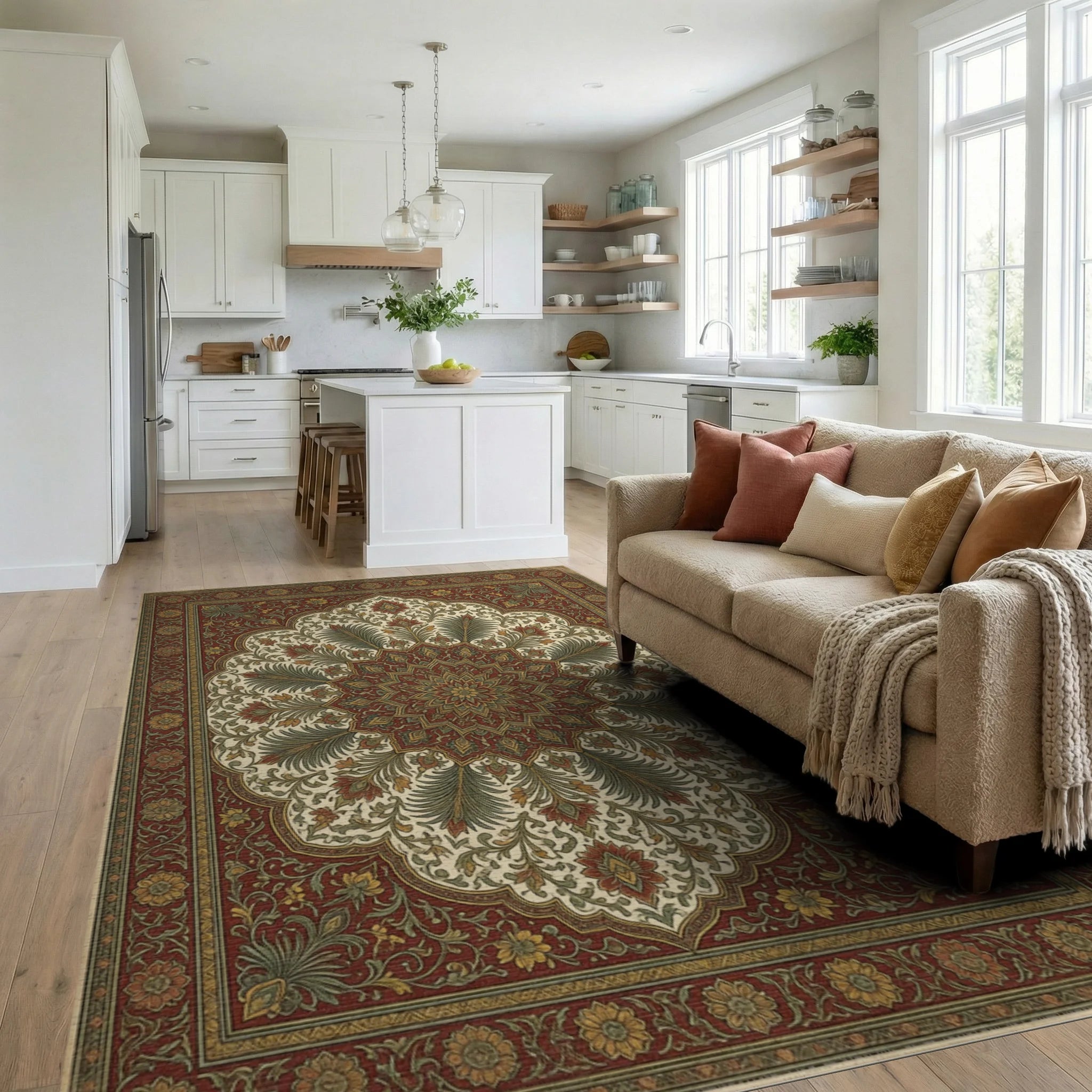 Vintage Red Yellow Rug - living_room
