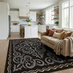 Moroccan Brown Cream Rug - living_room