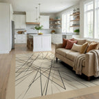 Minimalist Geometric Cream Black Rug - living_room