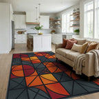 Modern Geometric Crimson And Charcoal Rug - living_room