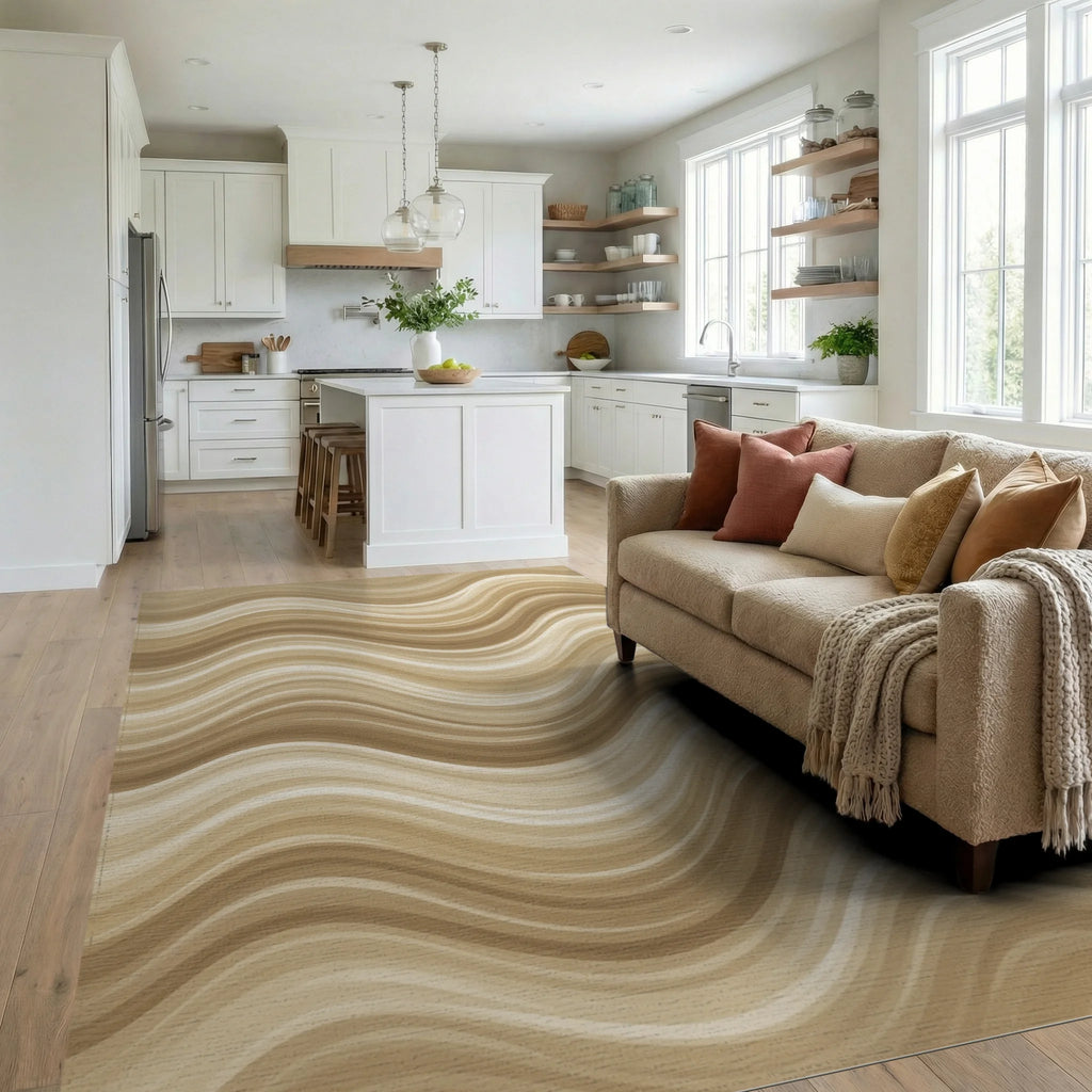 Cream Beige Geometric Rug - living_room