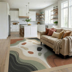 Beige Green Abstract Rug - living_room