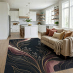 Fluid Botanical Charcoal Gold Rug - living_room