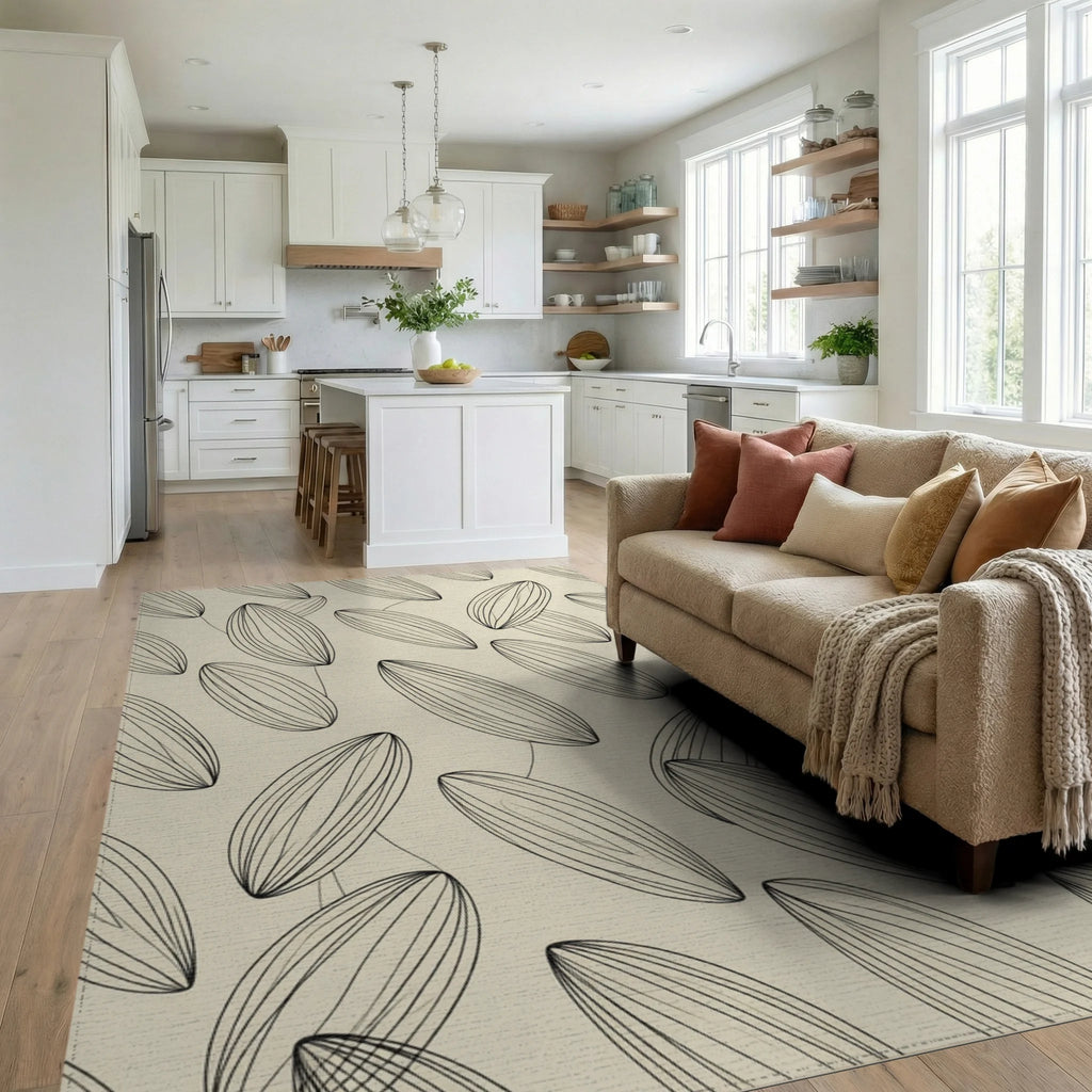 Minimalist Abstract Organic Line Rug - living_room