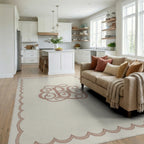White Beige Minimalist Rug - living_room