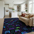 Blue Pink Green Rug - living_room