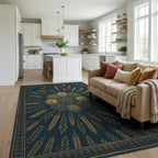 Slate Blue Geometric Hexagon Rug - living_room