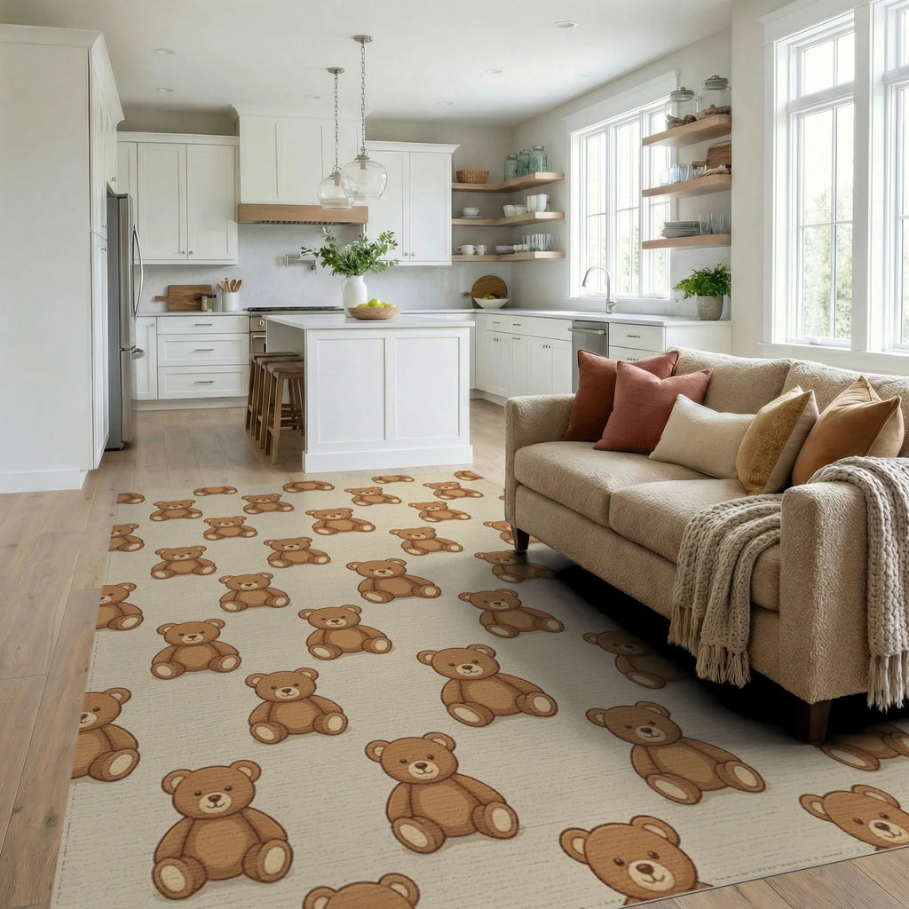 Brown Cream Beige Rug - living_room