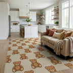 Brown Cream Beige Rug - living_room
