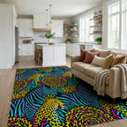 Magenta Yellow Dense Rug - living_room