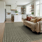 Neutral Grid Textured Linen Rug - living_room