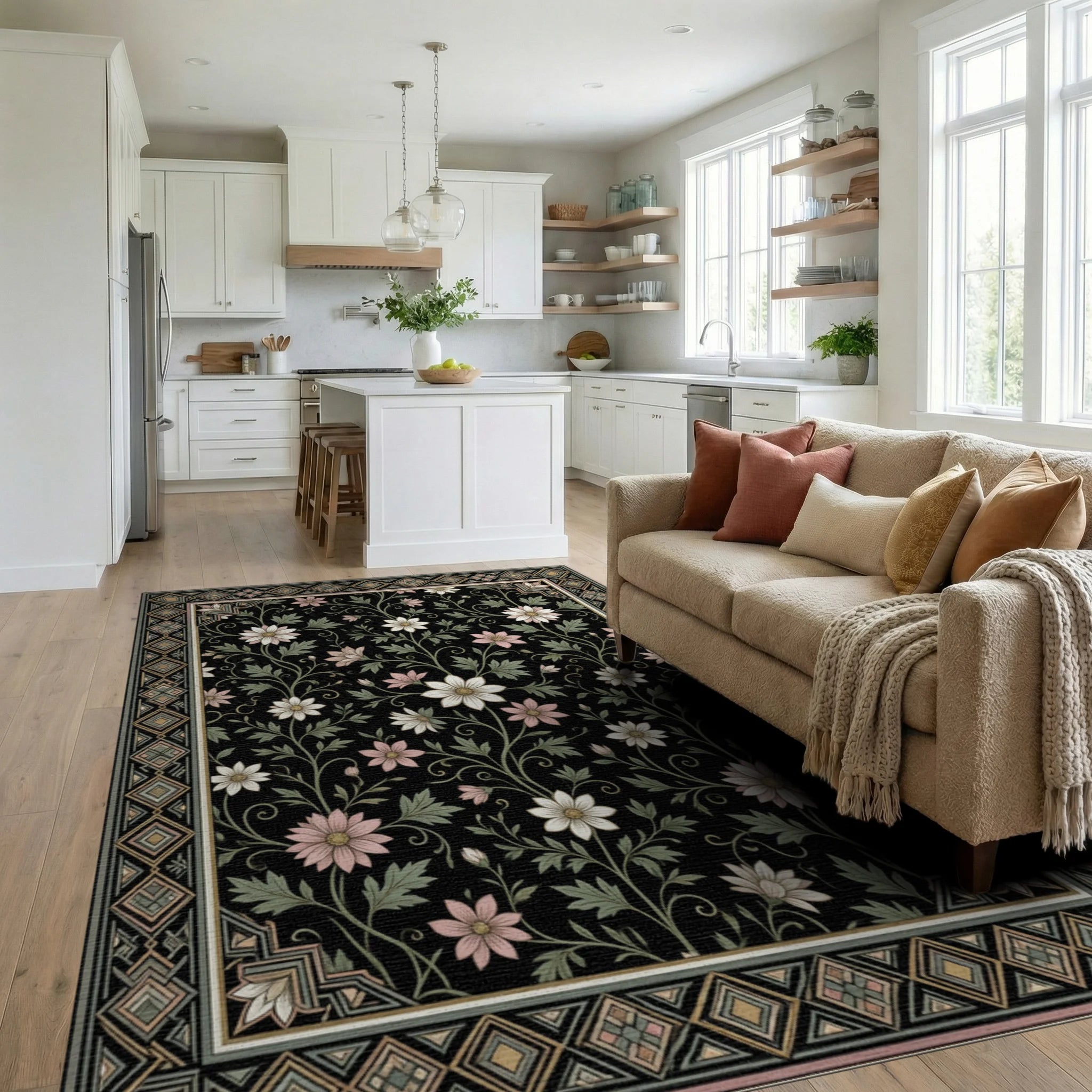 Moroccan Black Gold Rug - living_room