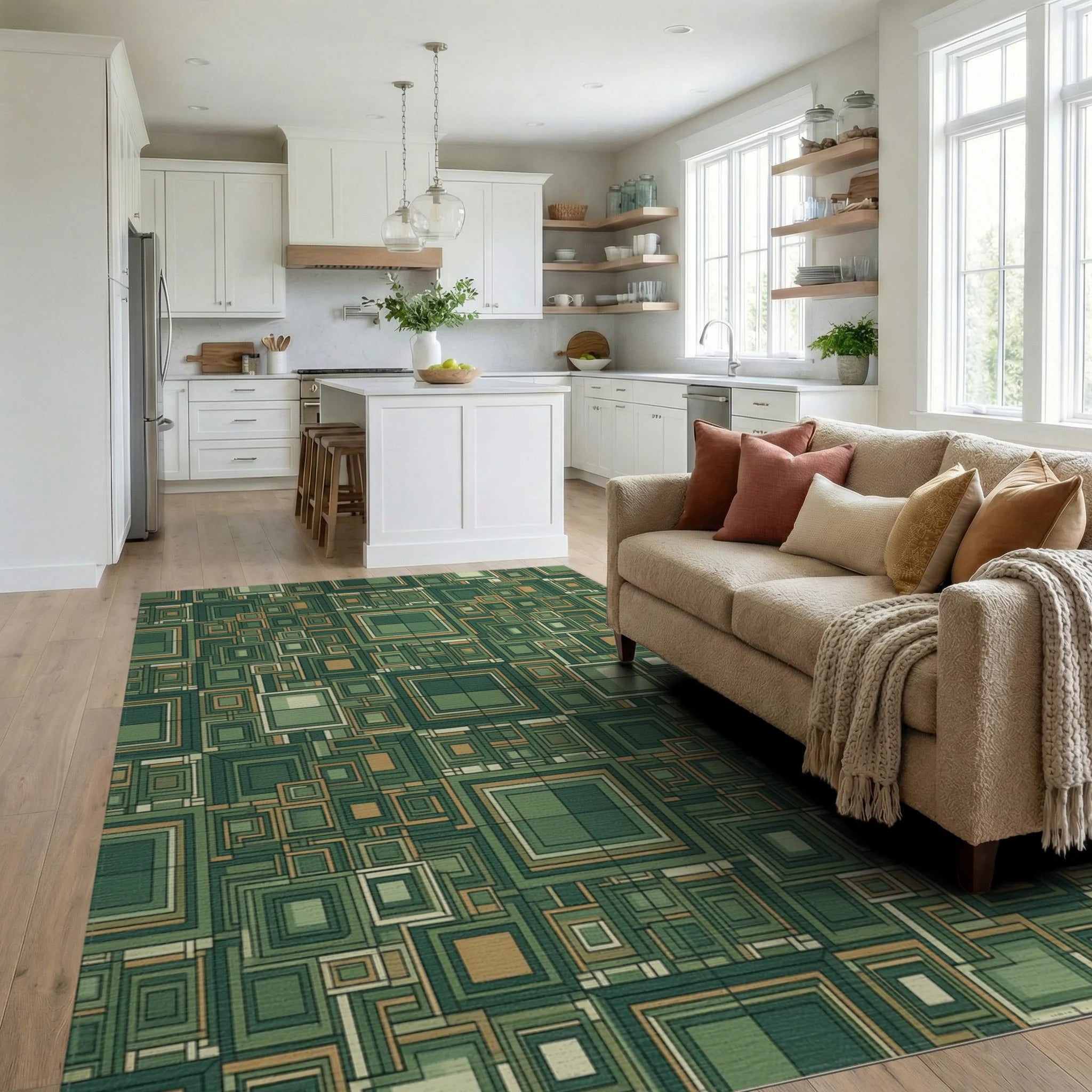 Green Forest Olive Rug - living_room