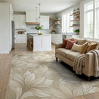 Transitional Cream Beige Rug - living_room