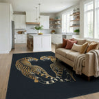 Minimalist Abstract Tiger Charcoal Area Rug - living_room