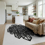 Black White Abstract Rug - living_room