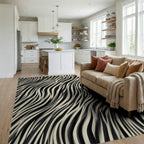 Black Gray Lines Rug - living_room