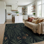 Sage Botanical Charcoal Graphic Rug - living_room
