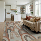 Minimalist Terracotta Arch Earth Tone Rug - living_room