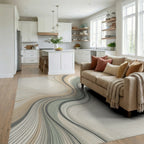 Minimalist Fluid Line Sand Sage Rug - living_room