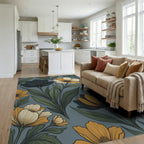 Minimalist Botanical Slate Blue Area Rug - living_room