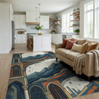 Blue White Gray Rug - living_room