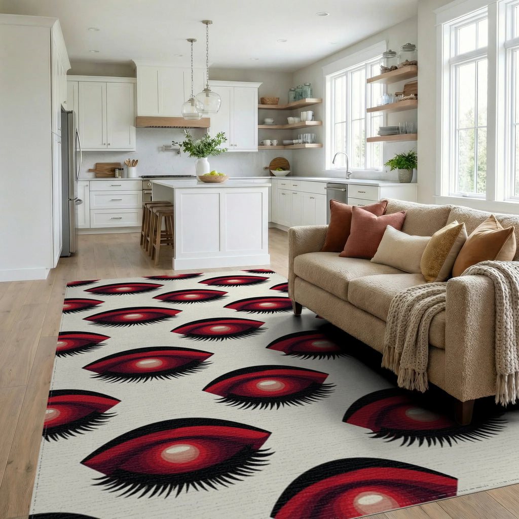 Crimson Eye Geometric Graphic Rug - living_room