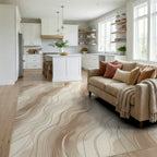 Cream Beige Abstract Rug - living_room