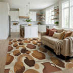 Beige Brown Geometric Rug - living_room