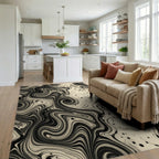 Black Geometric Space Rug - living_room