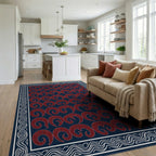 Crimson Blue White Rug - living_room