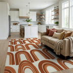 Terracotta Abstract Arch Boho Rug - living_room