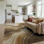 Beige Gold Minimalist Rug - living_room