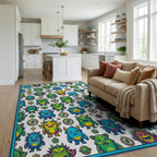 Vibrant Elemental Grid Graphic Rug - living_room