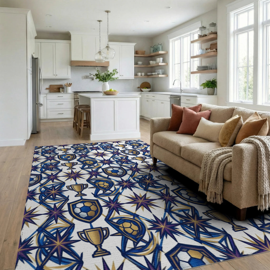 White Blue Gold Rug - living_room