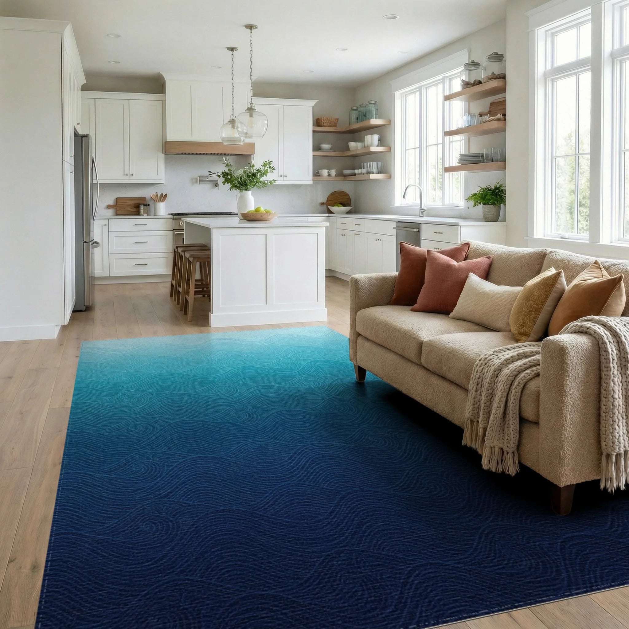 Farmhouse Navy Indigo Rug - living_room