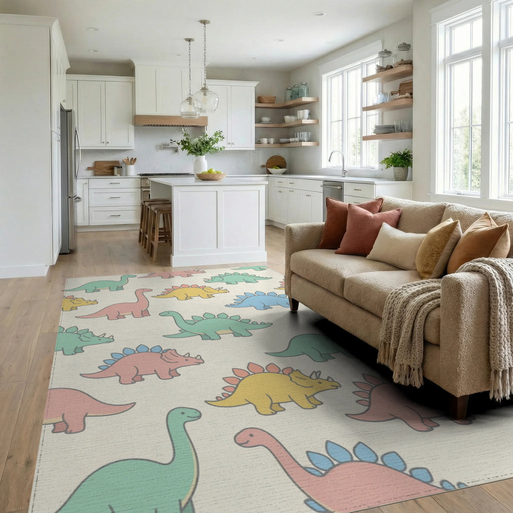 Mint Green Pink Rug - living_room
