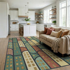 Gray Green Yellow Rug - living_room