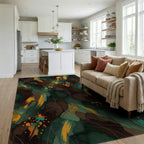 Forest Green Orange Rug - living_room